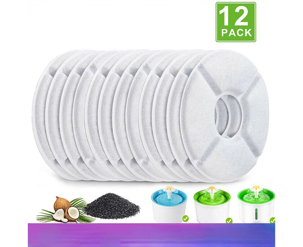 Friter 12Pcs Carbon Filters Water Fountain Replacement For Pet Dog Cat Water Drinking