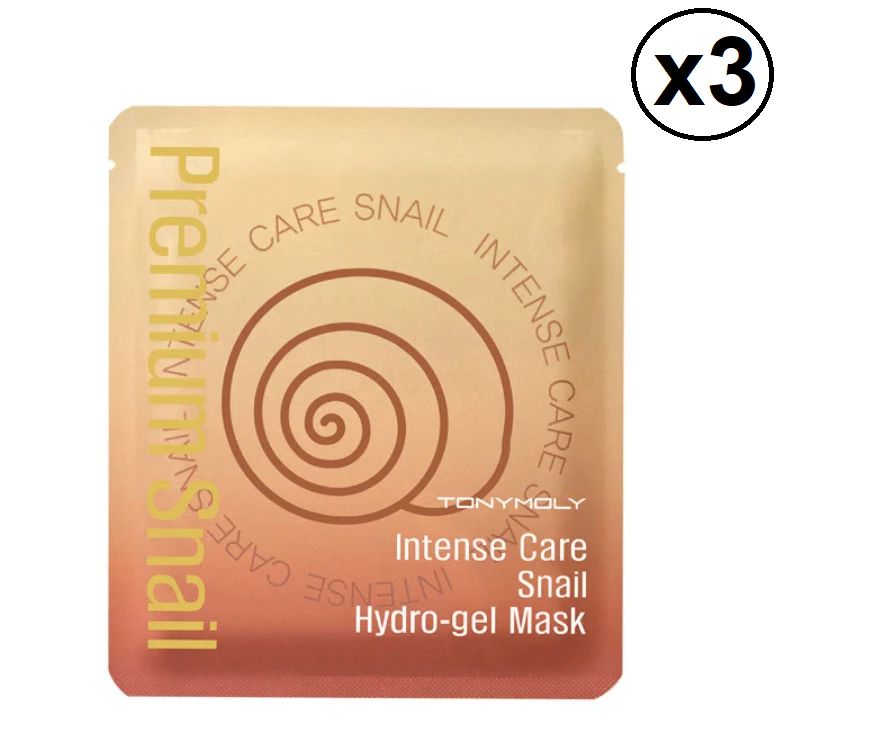 3 x Tonymoly Intense Care Snail Hydro-gel Mask - Tony Moly TolyMoly Face Sheet Hydrogel Pack Moisturising Anti-Ageing