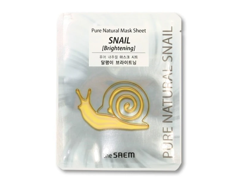5 Pieces x The Saem Pure Natural Mask Sheet Snail Brightening 20ml