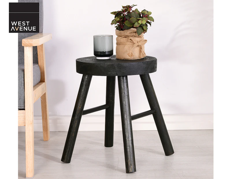 West Avenue Java Wood Stool - Black