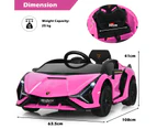 Costway Lamborghini Licensed Kids Ride On Car 12V Electric Toy Car w/Remote MP3 Horn, Children Gift Pink