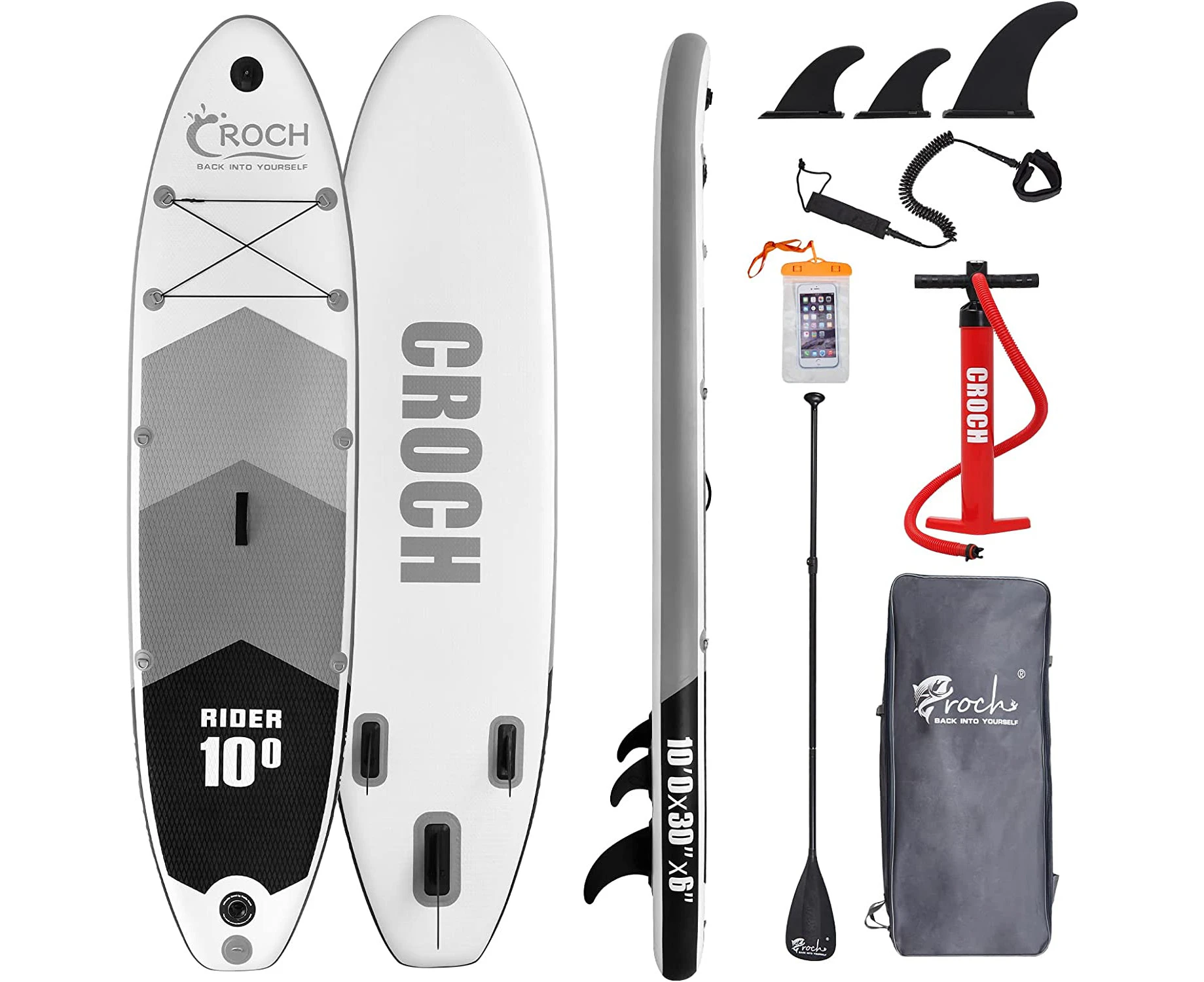 320cm Grey Stand Up Paddle Board Paddleboard with SUP Accessories Fin, Backpack, Leash