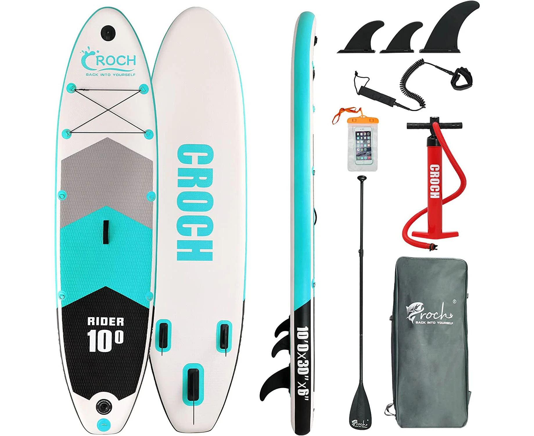 305cm Light Blue Stand Up Paddle Board Paddleboard with SUP Accessories Fin, Backpack, Leash