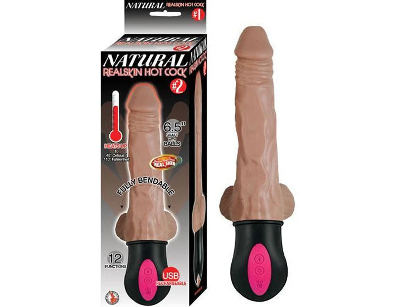 Natural Realskin Hot Cock 2 Brown Vibrating Dildo