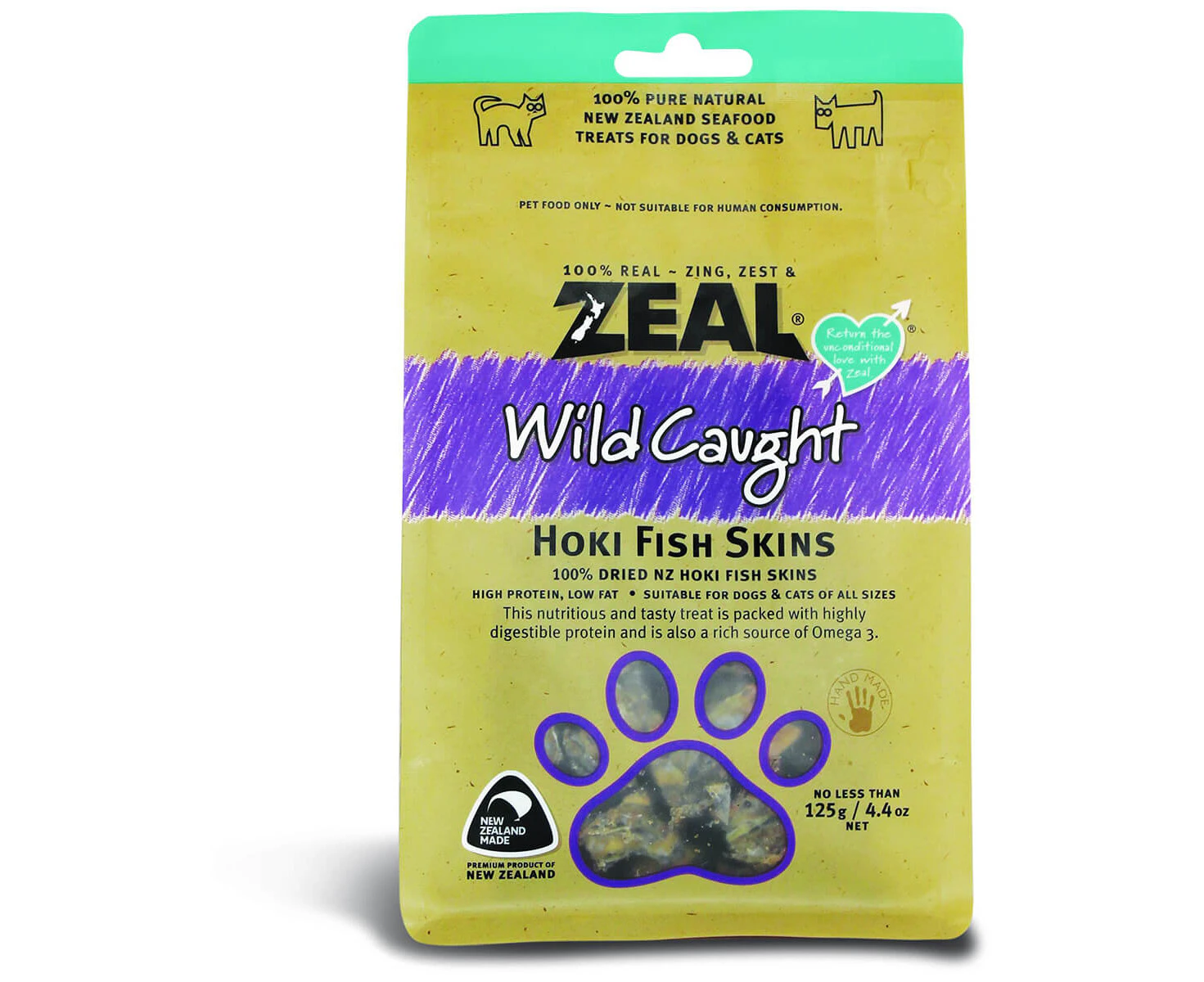 Hoki Fish Skins 125 gram Wild Caught Naturals Dog Treats by ZEAL