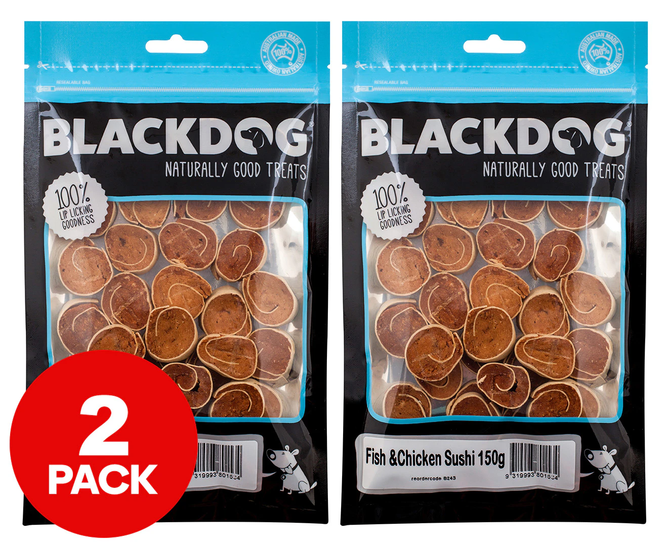 2 x Blackdog Fish & Chicken Sushi Dog Treats 150g