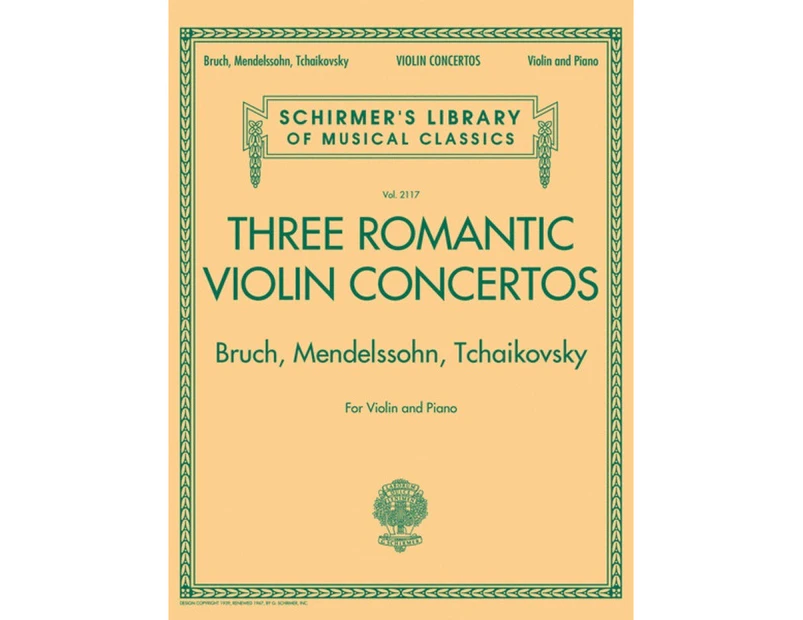 Three Romantic Violin Concertos Violin/Piano (Softcover Book)