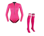 Mr Dive 2MM Womens Shorty Wetsuit High Socks Set for Surfing Snorkeling-RoseRed