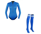 Mr Dive 2MM Womens Shorty Wetsuit High Socks Set for Surfing Snorkeling-DarkBlue