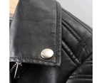 Womens Slim Fit Leather Jacket - Black