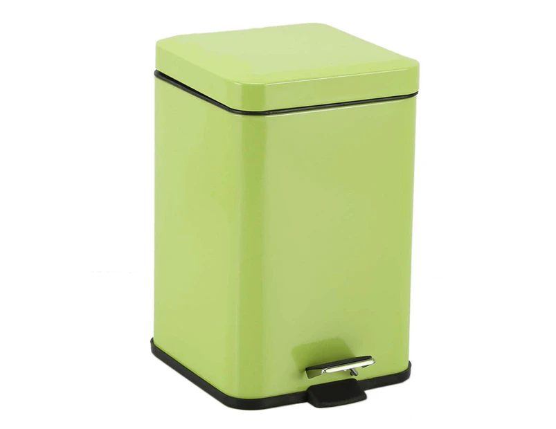 SOGA Foot Pedal Stainless Steel Rubbish Recycling Garbage Waste Trash Bin Square 12L Green