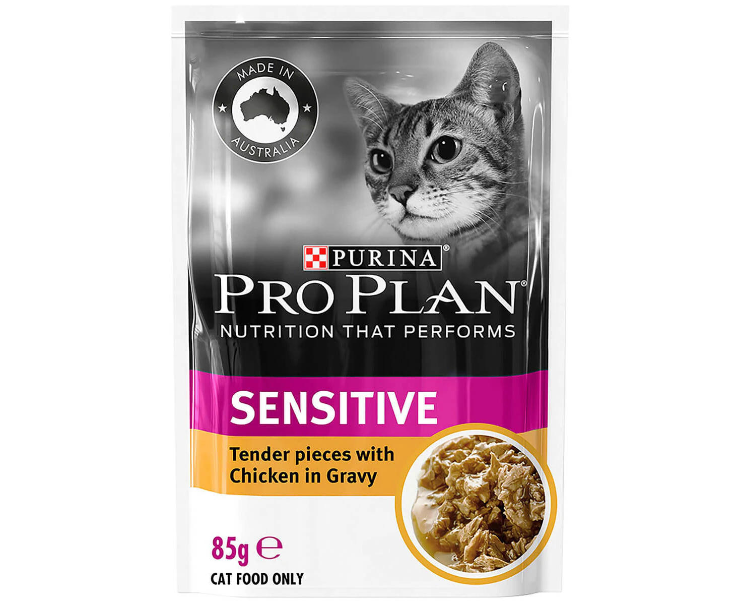 Pro Plan Sensitive Adult Chicken Gravy Pouch Wet Cat Food 85G