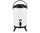 SOGA 16L Stainless Steel Insulated Milk Tea Barrel Hot and Cold Beverage Dispenser Container with Faucet White