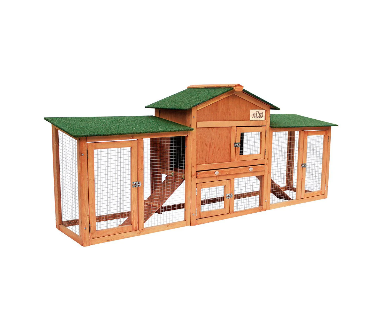 Extra Large Chicken Run Coop Wood House Rabbit Hutch Bunny Duck Cage Enclosure Outdoor Two Ramps