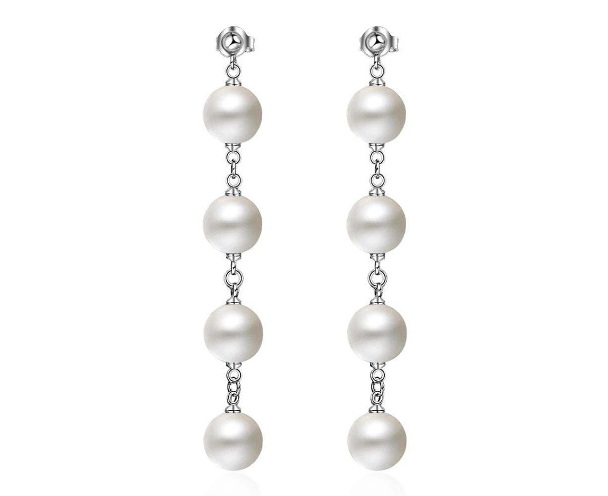 Quadruplet Pearl For Her White Gold Layered Drop Earrings