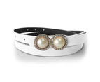 Leather Belt With Pearls & Crystals Red