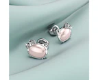 Hello Kitty Soft Pink White Gold Layered Stud Earrings