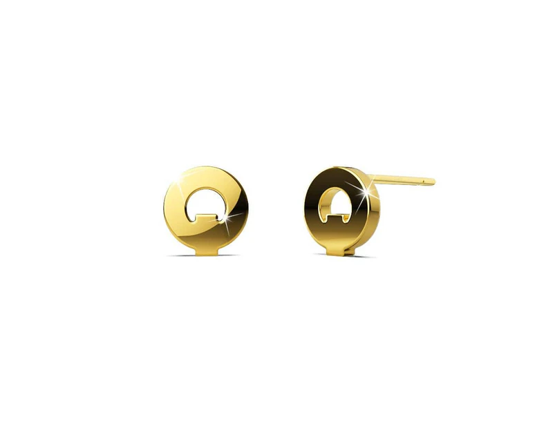 Nickelodeon Initial Alphabet Letter Earrings Gold Layered Steel Jewellery- Q