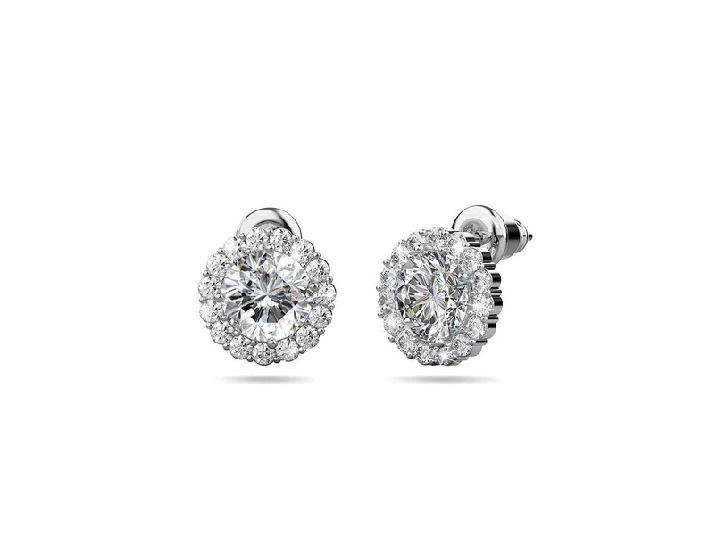 Crystal Muse Sterling Silver Post Stud Earrings White Gold Copper Alloy