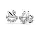 Solid 925 Sterling Silver Swans Upon Stars Earrings