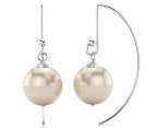 Solid 925 Sterling Silver Freshwater Pearl Drop Earrings White