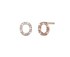 Solid 925 Sterling Silver Glamour Alphabet Letter Earrings Rose Gold - O