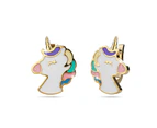 Colourful Magical Unicorn Gold Stud Earrings