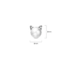 Solid 925 Sterling Silver Kitty Pearl Stud Earrings