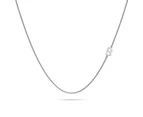 Bold Alphabet Letter Initial Charm Necklace in White Gold Tone - B