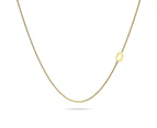 Bold Alphabet Letter Initial Charm Necklace in Gold Tone - O