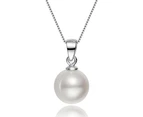 Boxed Solid 925 Sterling Silver Imitation White Pearl Necklace and Earrings Set