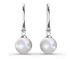 Boxed 2 Pairs Magnificent Pearl Hook Earrings Set Embellished with Swarovski  Crystal Iridescent Tahitian Look Pearls in White Gold