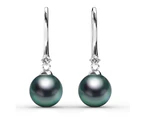 Boxed 2 Pairs Magnificent Pearl Hook Earrings Set Embellished with Swarovski  Crystal Iridescent Tahitian Look Pearls in White Gold