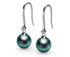 Boxed 2 Pairs Magnificent Pearl Hook Earrings Set Embellished with Swarovski  Crystal Iridescent Tahitian Look Pearls in White Gold