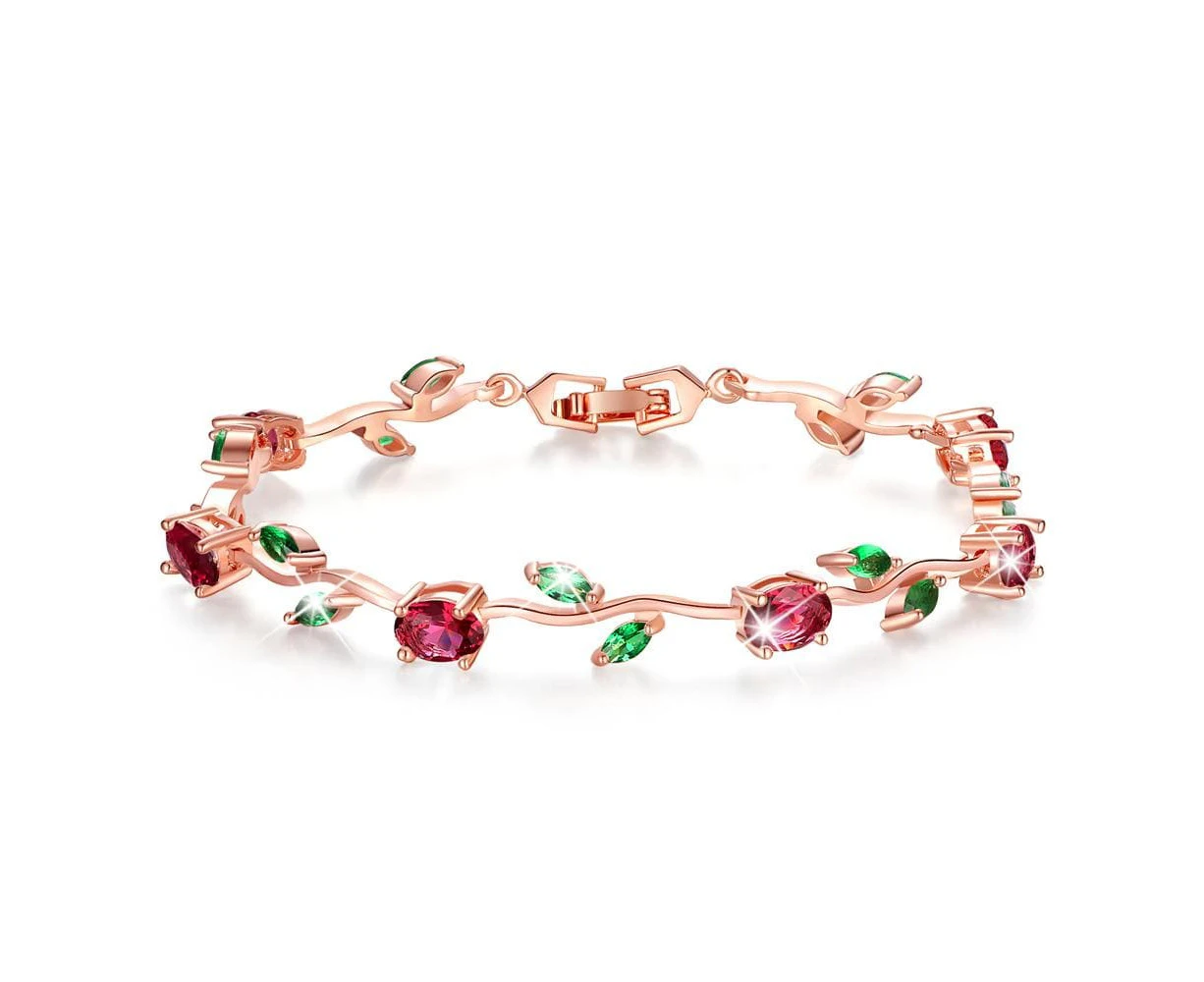 Colourful Flower Sparkling Floral Rose Gold Layered Bracelet