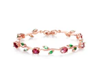 Colourful Flower Sparkling Floral Rose Gold Layered Bracelet