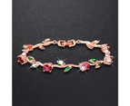 Colourful Flower Sparkling Floral Rose Gold Layered Bracelet