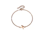 Bold Alphabet Letter Initial Charm Bracelet in Rose Gold Tone - K