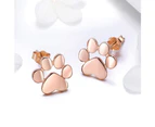 Boxed Solid 925 Sterling Silver Baby Animal Pet Paw Print Necklace and Earrings Set in Rose Gold Plated