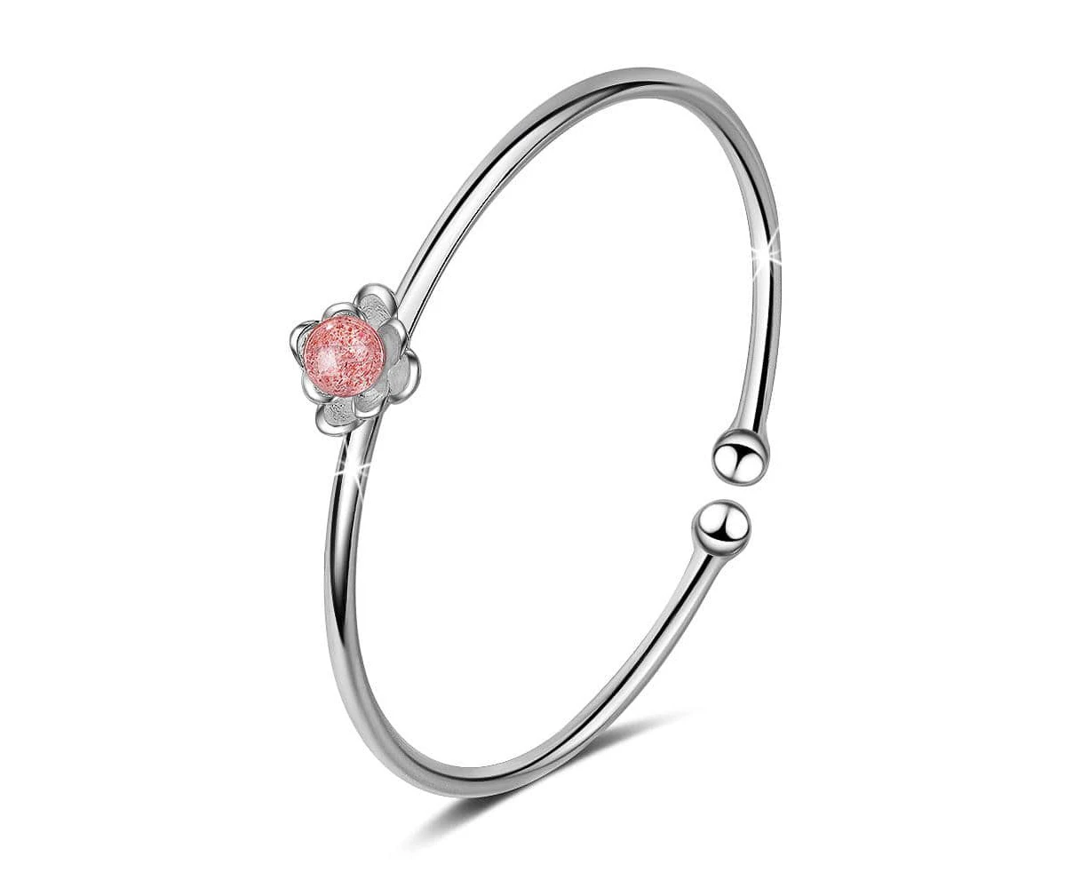 Amanda Flower Pink Strawberry Quartz Bangle