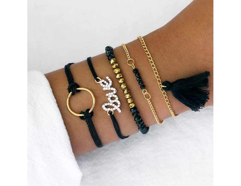 Bohemian 5-Piece Charm Bead Bracelet Set