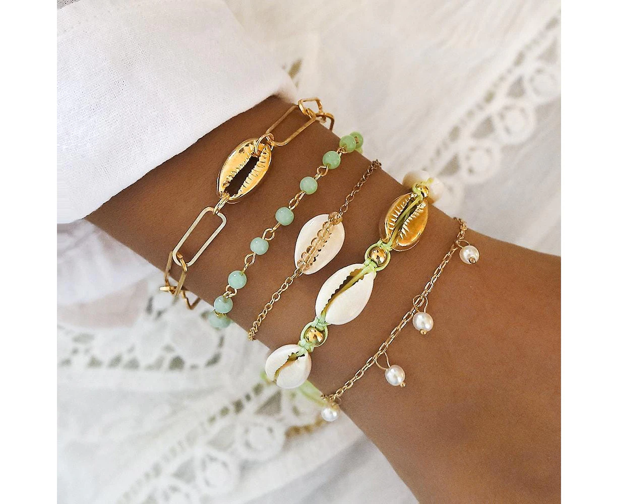 Bohemian 5-Piece Charm Bead Bracelet Set