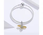 Solid 925 Sterling Silver Crystal Yellow Bee Animal Bracelet