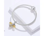 Solid 925 Sterling Silver Crystal Yellow Bee Animal Bracelet