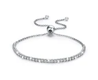 Solid 925 Sterling Silver Created Diamonds Pull Tie Tennis Bracelet