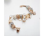 Pandora Inspired Full Set Beaded Charm Bracelet - White/ Gold