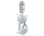 Solid 925 Sterling Silver Origami Cat Pandora Inspired Charm