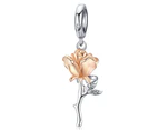 Solid 925 Sterling Silver Belle Rose Pandora Inspired Charm