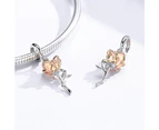 Solid 925 Sterling Silver Belle Rose Pandora Inspired Charm