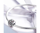 Solid 925 Sterling Silver Love Bird with Rose CZ Charm